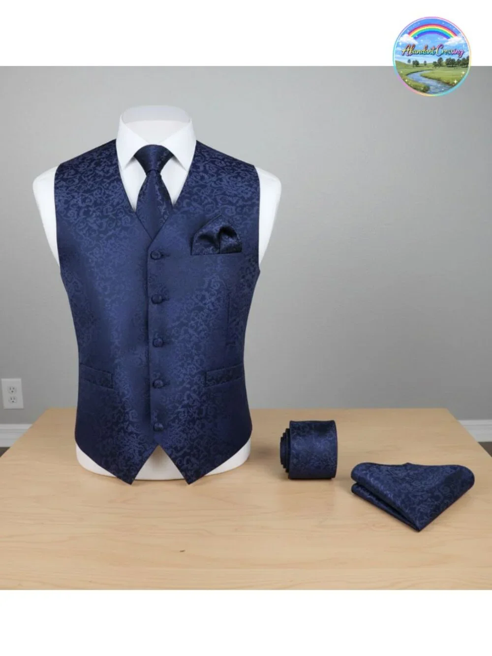 Mens 3PC Vest Tie Pocket Square Set Formal Wedding Paisley Jacquard